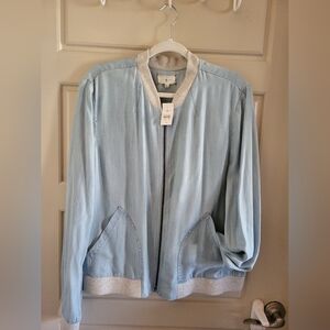 Lou & Grey XL NWT Chambray Bomber Jacket With Pockets!